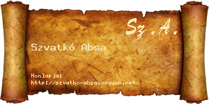 Szvatkó Absa névjegykártya